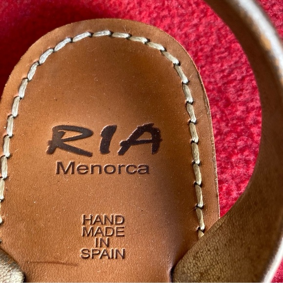 RIA Sz 38 Sequin Peacock Colourway Avarca Made ln Spain Menorca Leather Sandals - Picture 3 of 12